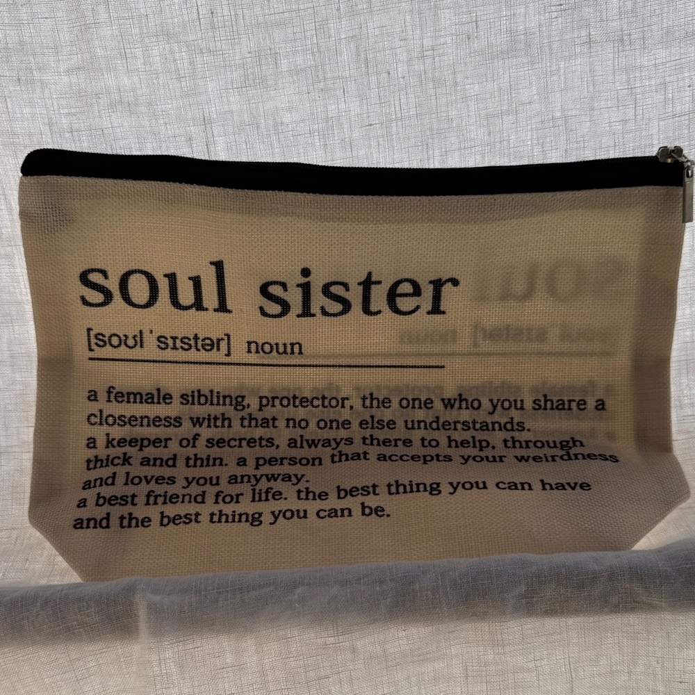 Soul Sister Beige Canvas Zipper Pouch